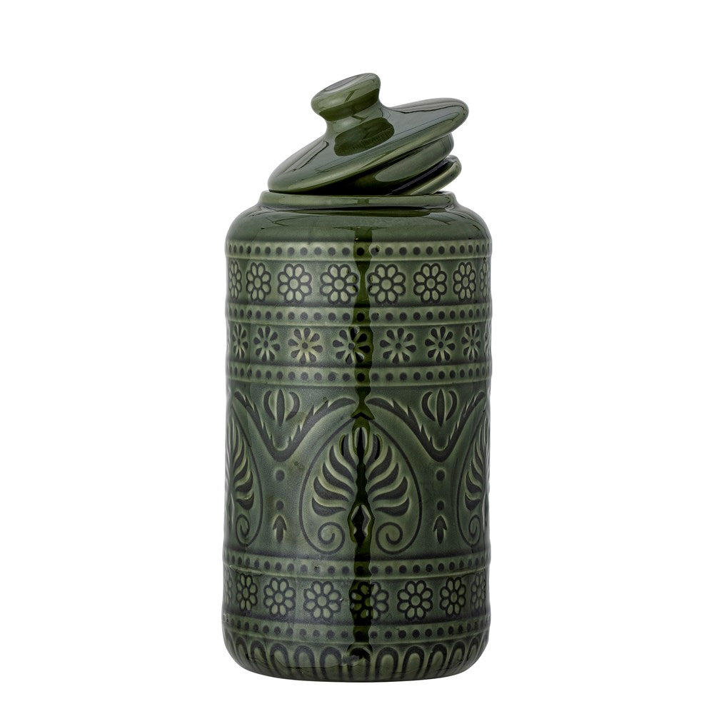 BLOOMINGVILLE-Rani Jar w/Lid, Green, Stoneware