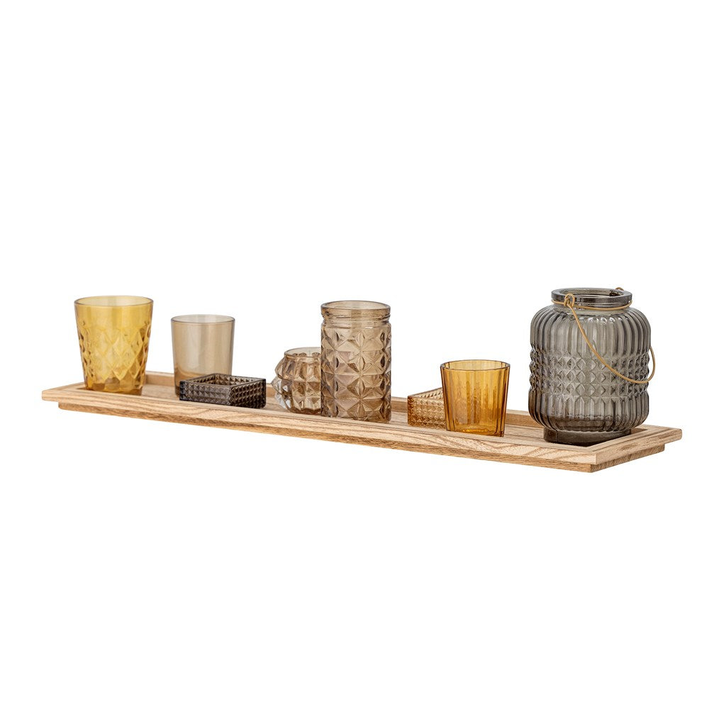 BLOOMINGVILLE-Sanga Tray w/Votive, Brown, Glass