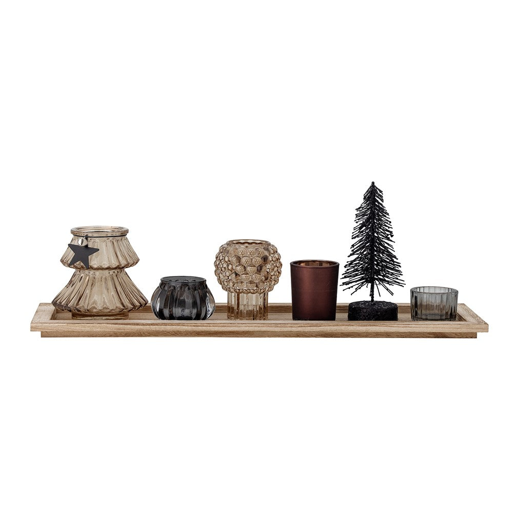 CHRISTMAS-Sanga Tray w/Votive, Brown, Glass