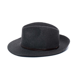 TRAVAUX EN COURS -Felt Fedora Hat Antracite Leather Strap