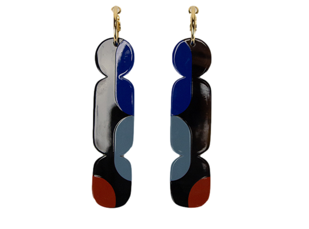 Nymphe Black & Blue Earrings - Ma Poesie