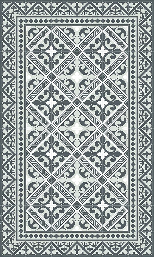 BEIJA FLOR Vinyl Rug- Flor de Lis Gray