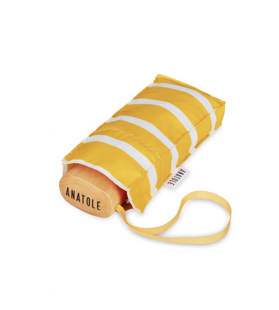 ANATOLE - Striped Yellow micro-umbrella white stripes GABIN