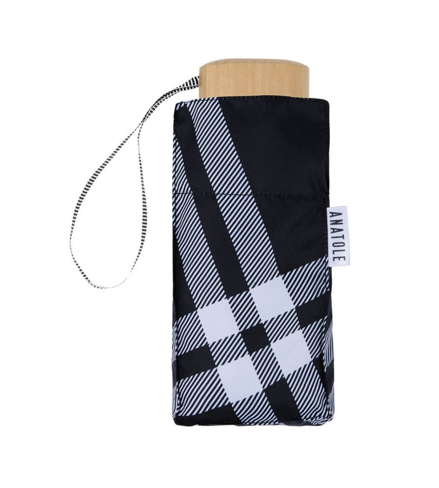 ANATOLE-B&W Tweed Gingham micro-umbrella CAMDEN