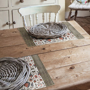 BEIJA FLOR Rectangular Vinyl Placemat - Bohemian Garden White