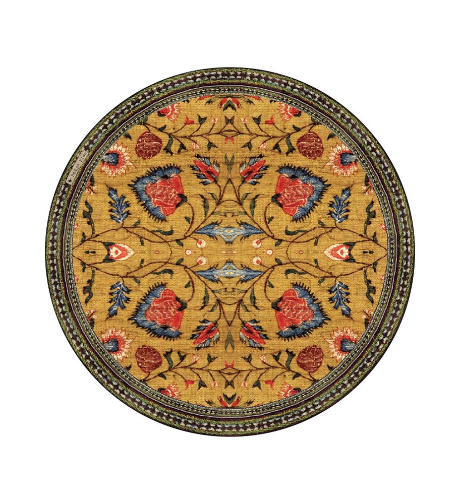 BEIJA FLOR -Bohemian Garden Gold Round Vinyl Placemat