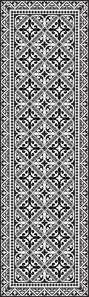 BEIJA FLOR- B&W Flor de Lis table runner