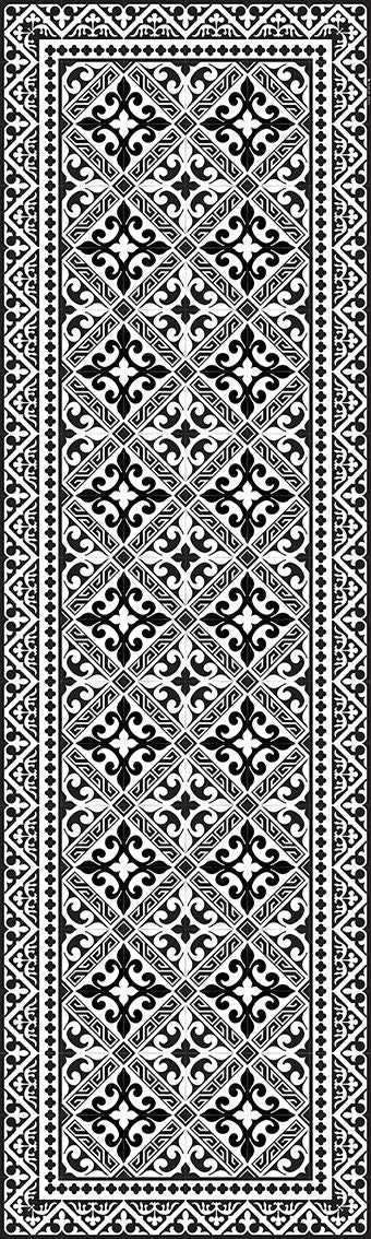 BEIJA FLOR- B&W Flor de Lis table runner