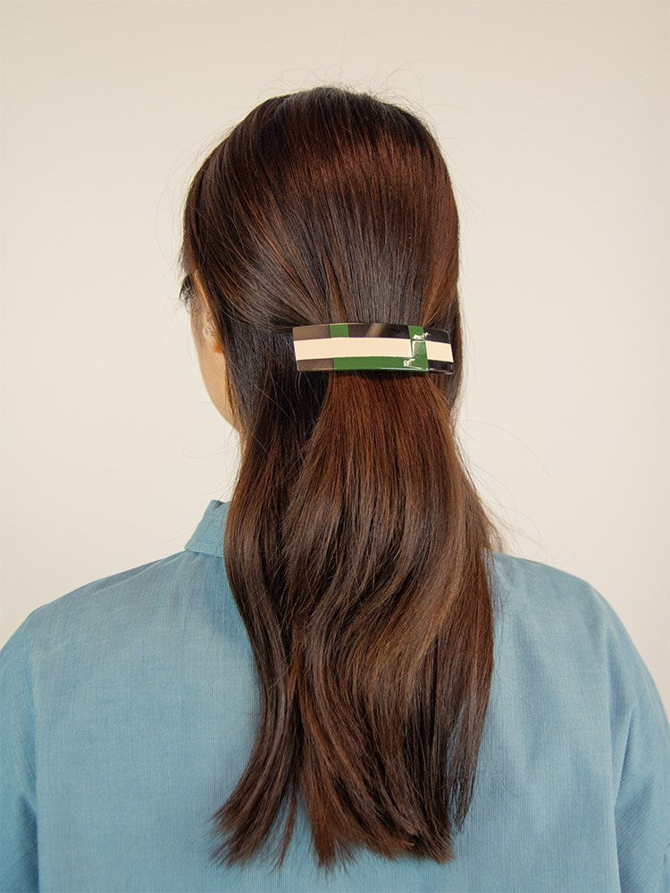 Stripe Beige Khaki Hair Clip